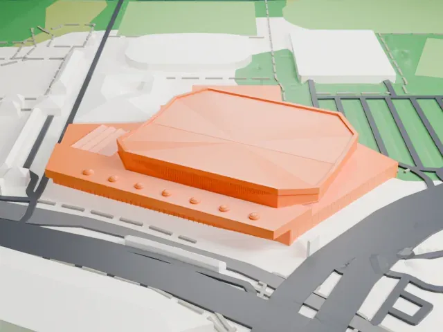 St. Jakobshalle model, North view