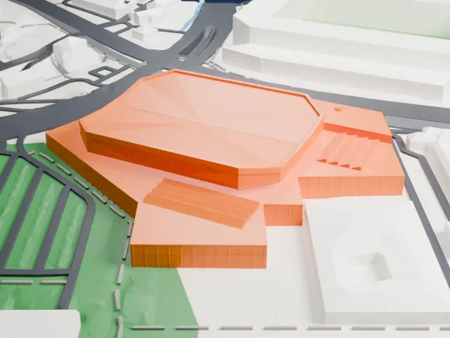 St. Jakobshalle model, South view