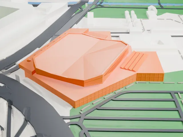 St. Jakobshalle model, West view