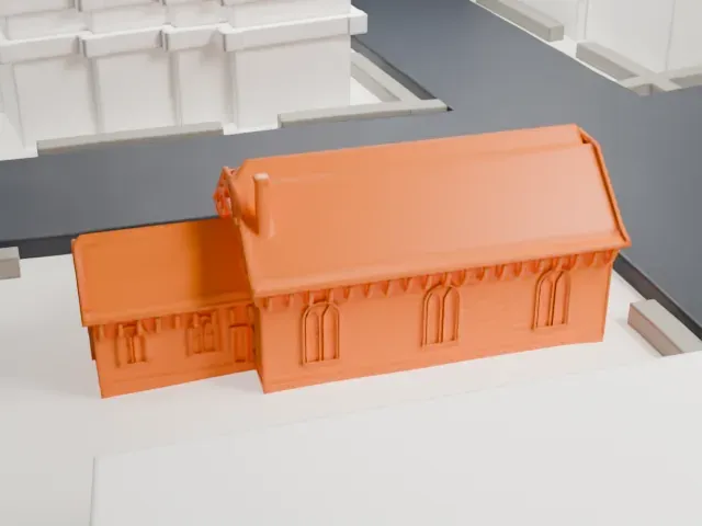 St. James Church, Queens model, South view
