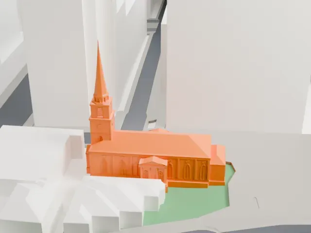 St James' Church, Sydney model, South view