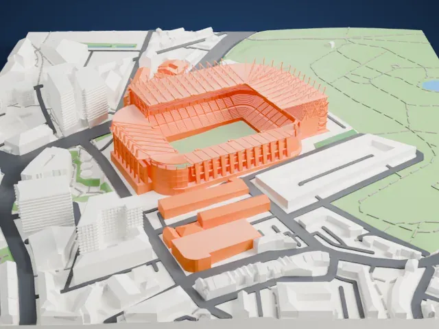 St James' Park model, East view