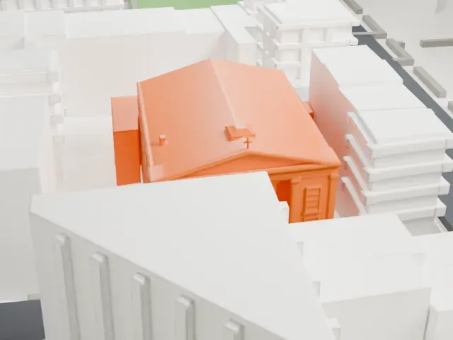St. James Roman Catholic Church model, West view
