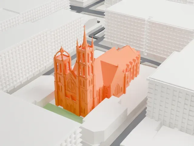 St. James United Church model, East view