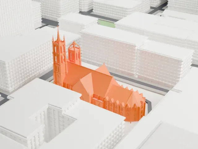 St. James United Church model, North view
