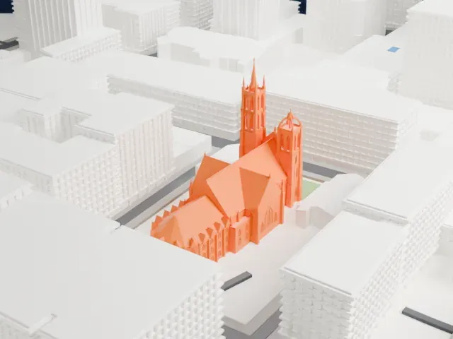 St. James United Church model, West view