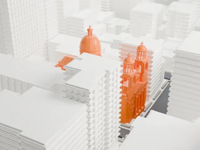 St. Jean Baptiste Roman Catholic Church model, North view