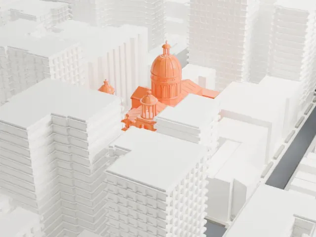 St. Jean Baptiste Roman Catholic Church model, West view