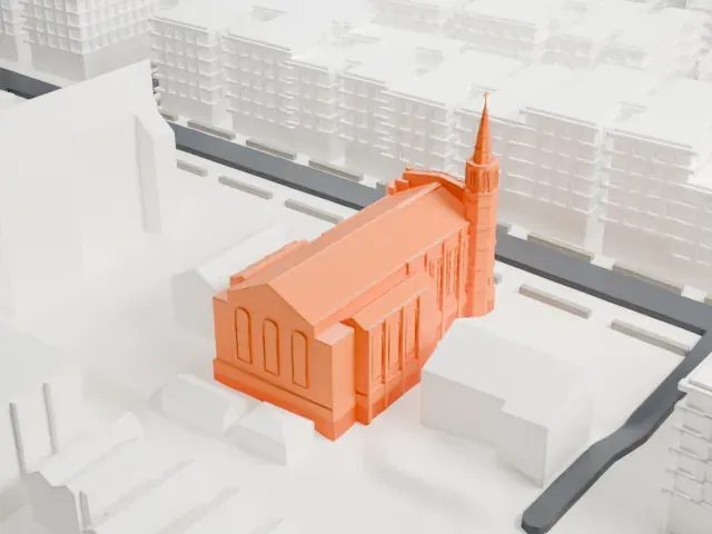 St. John's Church, Bronx model, West view