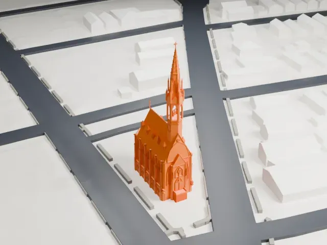 St. John's Evangelical Lutheran Church, Passaic model, North view