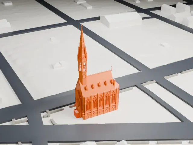 St. John's Evangelical Lutheran Church, Passaic model, West view