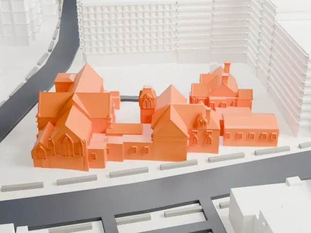St. John's Protestant Episcopal Church, Stamford model, East view