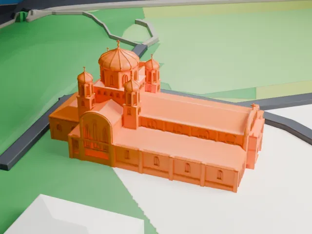 St. John the Baptist Ukrainian Catholic National Shrine model, North view