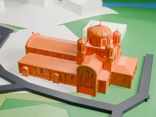 St. John the Baptist Ukrainian Catholic National Shrine model, South view