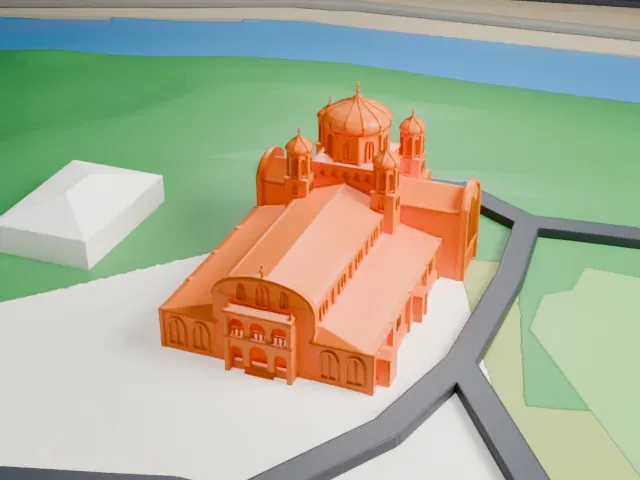 St. John the Baptist Ukrainian Catholic National Shrine model, West view
