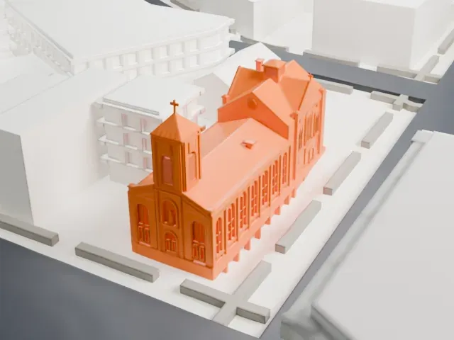 St. Joseph of the Holy Family Church model, South view
