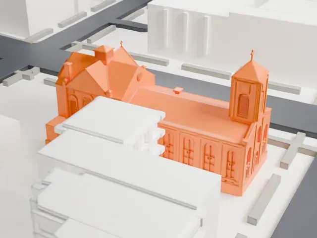 St. Joseph of the Holy Family Church model, West view