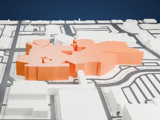 St. Joseph's Hospital and Medical Center model, East view