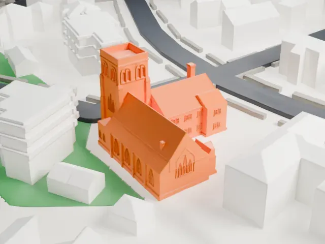 St. Luke's Episcopal Church, Queens model, South view