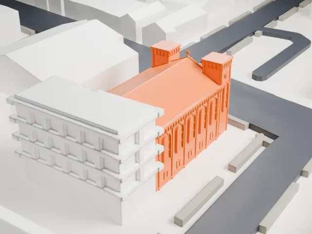 St. Mark Coptic Orthodox Church, Jersey City model, West view