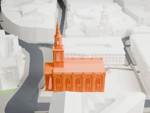 St Martin-in-the-Fields model, South view