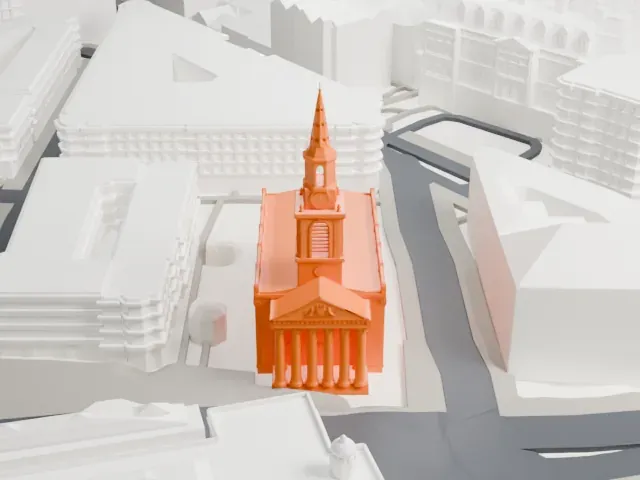 St Martin-in-the-Fields model, West view