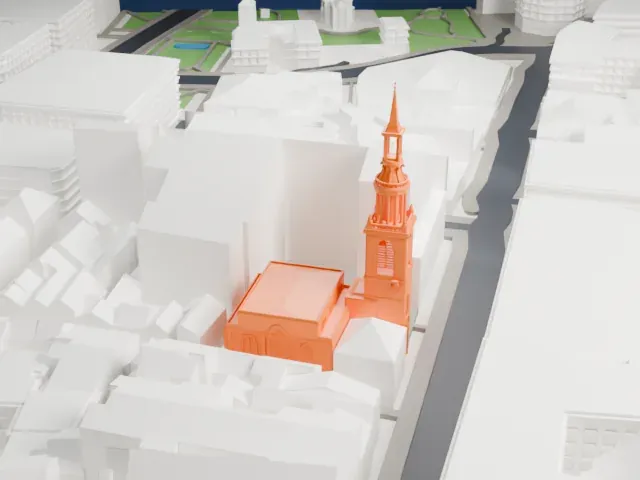 St Mary-le-Bow model, East view