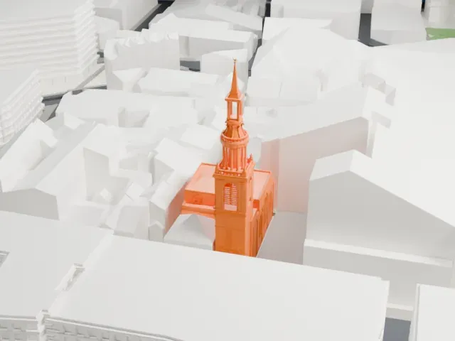 St Mary-le-Bow model, North view