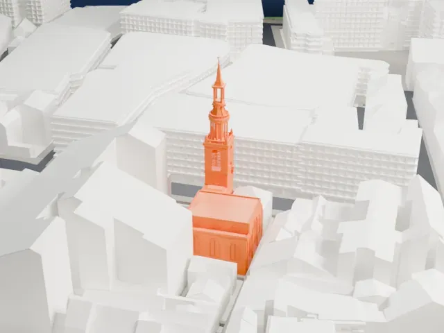 St Mary-le-Bow model, South view