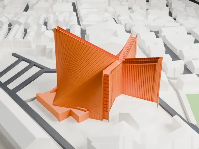St. Mary's Cathedral, Tokyo model, South view