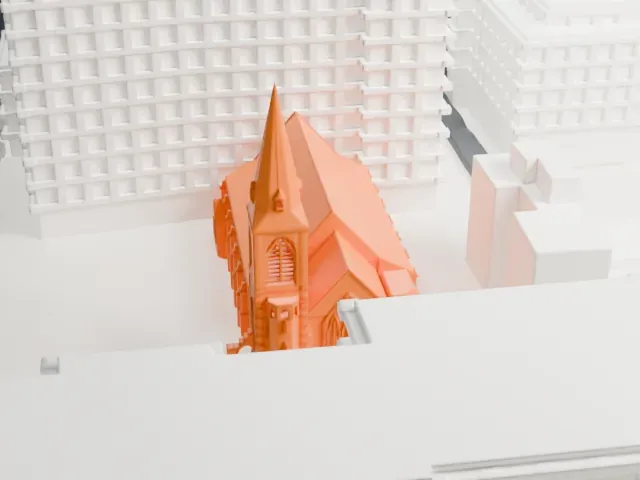 St. Mary's Episcopal Church, Brooklyn model, East view