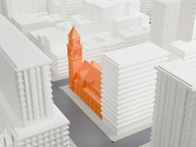 St. Michael's Episcopal Church model, East view