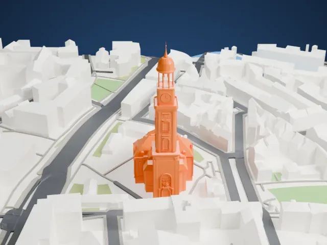 St. Michael's Church (Michel) model, West view