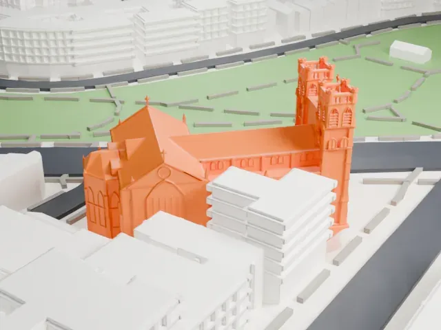 St. Nicholas of Tolentine Church, Bronx model, South view