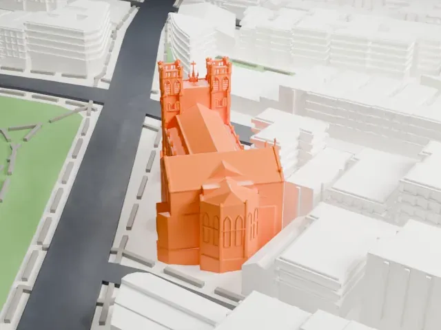 St. Nicholas of Tolentine Church, Bronx model, West view
