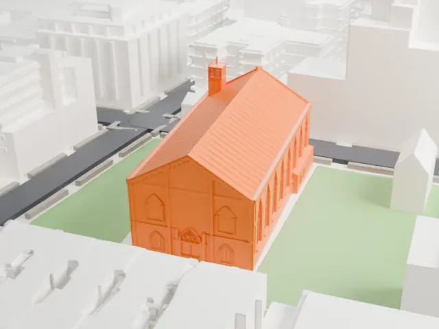 St. Patrick's Old Cathedral model, East view