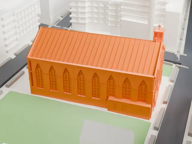 St. Patrick's Old Cathedral model, North view