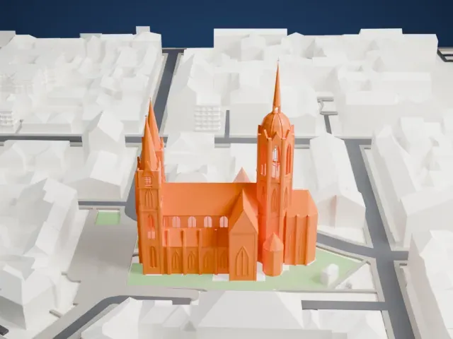 St. Paul's Church, Munich model, South view