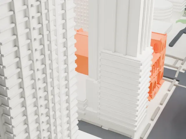 St. Paul the Apostle Church model, South view
