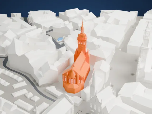 St. Peter's Church, Munich model, East view