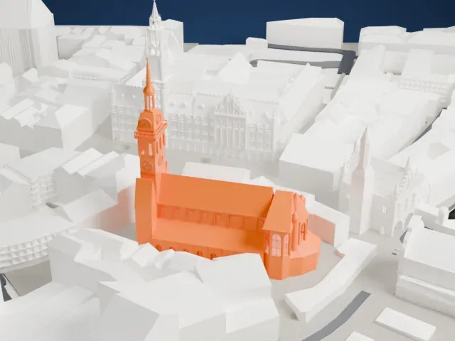 St. Peter's Church, Munich model, South view
