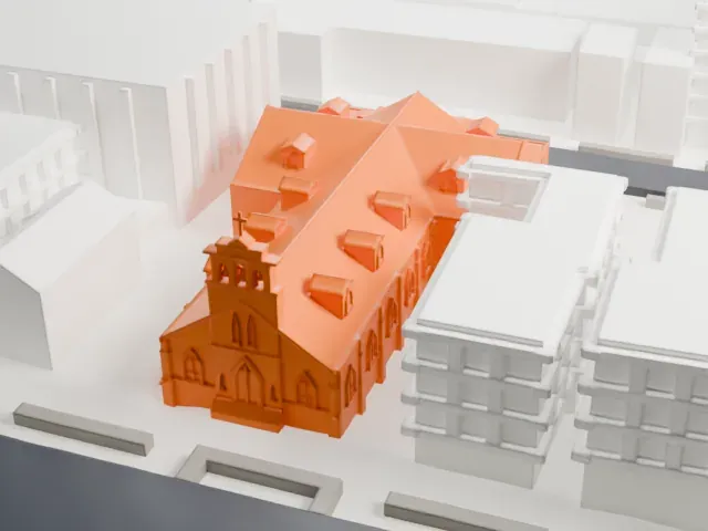 St. Philip Neri's Church, Bronx model, East view