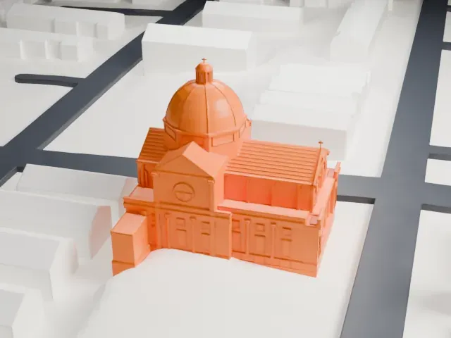 St. Rocco's Roman Catholic Church model, North view