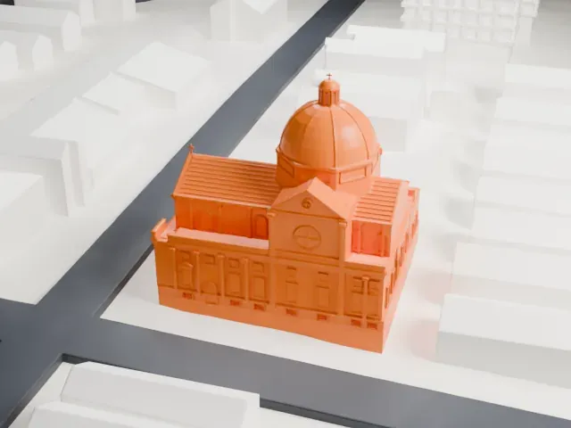St. Rocco's Roman Catholic Church model, South view