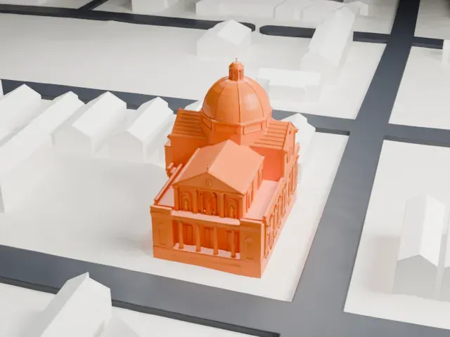 St. Rocco's Roman Catholic Church model, West view