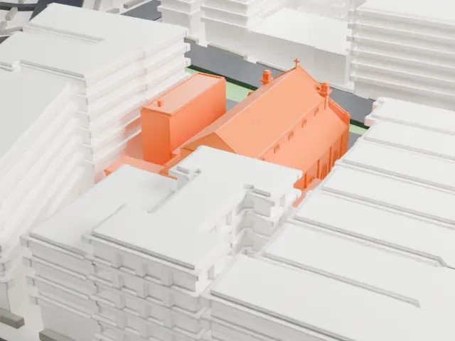 St. Rose of Lima Church model, South view