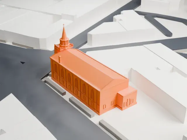 St. Stephan's Church, Ironbound model, South view