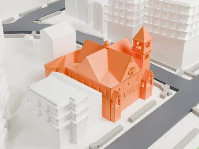 St. Stephen's Methodist Church model, East view