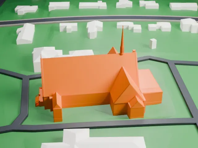 St. Theresa Church, Trumbull model, North view