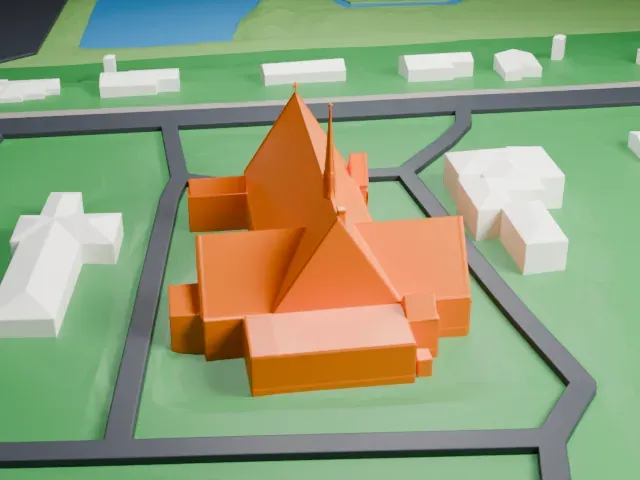 St. Theresa Church, Trumbull model, West view